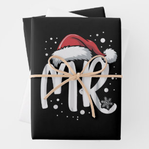 Matching Couples Mr Mrs Wedding Xmas Ugly Santa Wrapping Paper Sheet