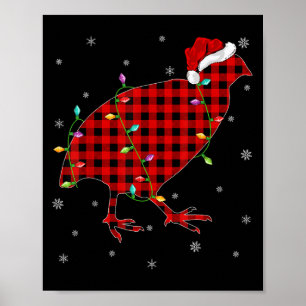 Matching Family Buffalo Plaid Quail Bird Christmas Poster