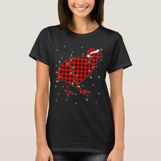 Matching Family Buffalo Plaid Quail Bird Christmas T-Shirt (Front)