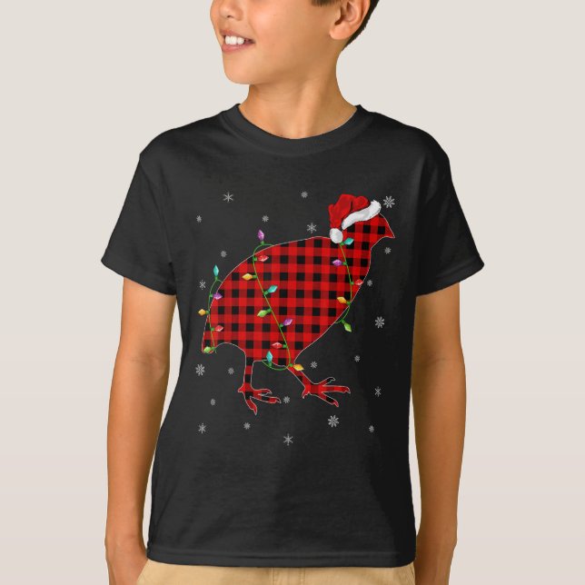 Matching Family Buffalo Plaid Quail Bird Christmas T-Shirt (Front)