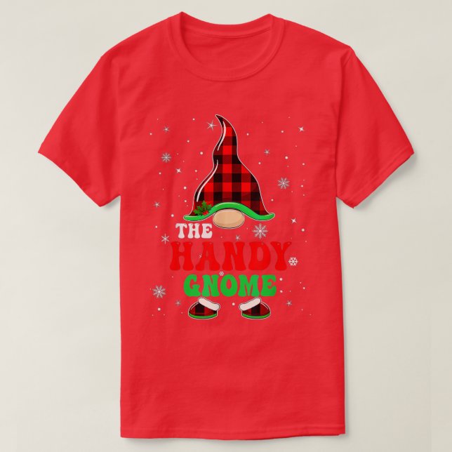 Matching Family Buffalo Plaid The Handy Gnome Chri T-Shirt (Design Front)