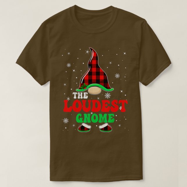 Matching Family Buffalo Plaid The Loudest Gnome Ch T-Shirt (Design Front)