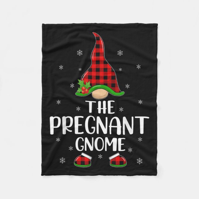 Matching Family Buffalo Plaid The Pregnant Gnome C Fleece Blanket (Front)