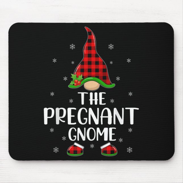 Matching Family Buffalo Plaid The Pregnant Gnome C Mouse Pad (Front)