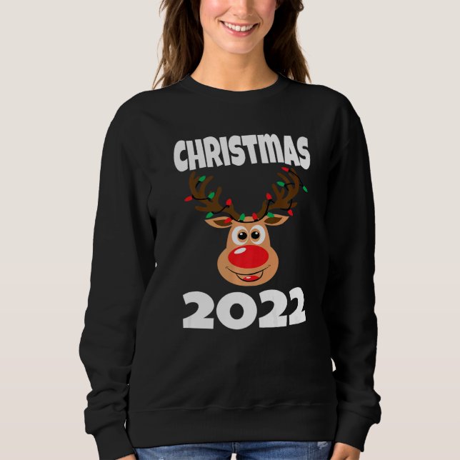 Matching Family Christmas 2022 Cute Reindeer Holid Sweatshirt (Front)