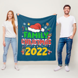 Matching Family Christmas 2022 Team Santa Elf Squa Fleece Blanket