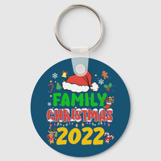Matching Family Christmas 2022 Team Santa Elf Squa Key Ring (Front)