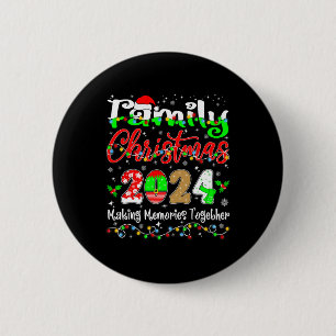 Matching Family Christmas 2024 Santa Hat Lights Xm 6 Cm Round Badge