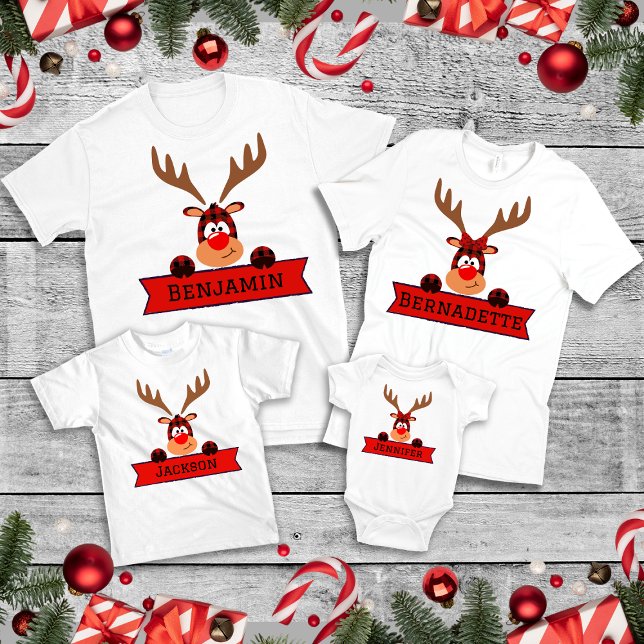 Matching Family Christmas Buffalo Plaid Reindeer  T-Shirt (Creator Uploaded)