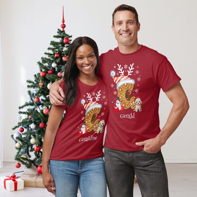 Matching Family Christmas Gingerbread Letter G  T-Shirt (Creator Uploaded)