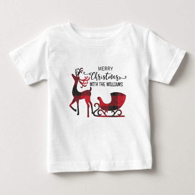 Matching Family Christmas | Personalised Modern Baby T-Shirt (Front)