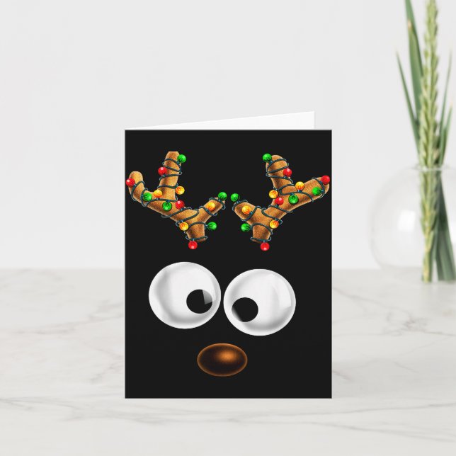 Matching Family Christmas Reindeer Face Christmas  Card (Front)