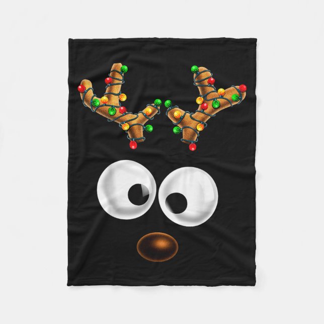 Matching Family Christmas Reindeer Face Christmas  Fleece Blanket (Front)