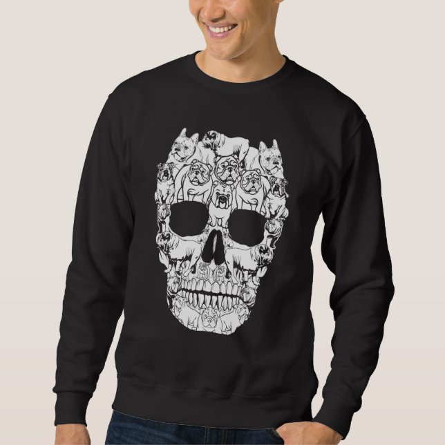Matching Family English Bulldog Dog Skull Costume  Sweatshirt (Front)