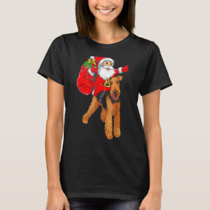 Matching Family Funny Santa Ride Airedale Terrier T-Shirt