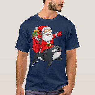 Matching Family Funny Santa Riding Orca Fish Chris T-Shirt