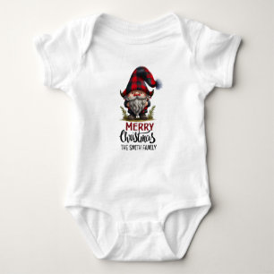 Matching Family Gnome Merry Christmas Plaid Fun Baby Bodysuit