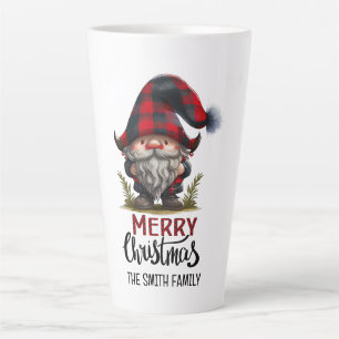 Matching Family Gnome Merry Christmas Plaid Fun Latte Mug