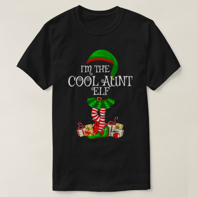 Matching Family Group I'm The Cool Aunt Elf Christ T-Shirt (Design Front)