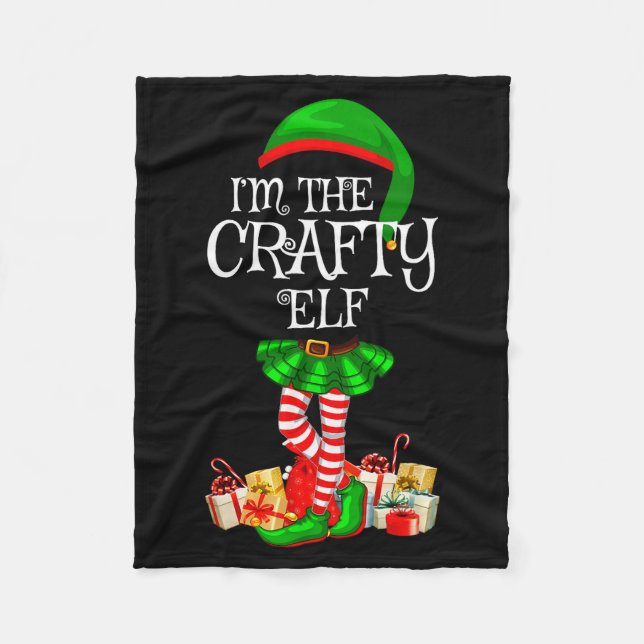 Matching Family Group I'm The Crafty Elf Christmas Fleece Blanket (Front)