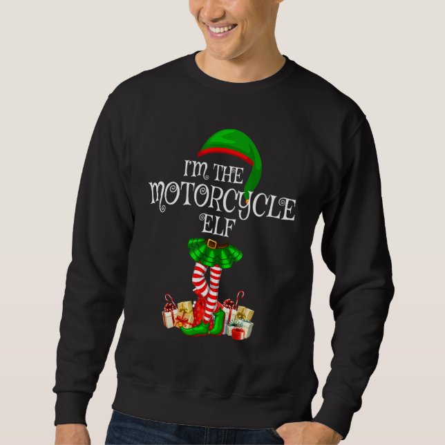 Matching Family Group I'm The Motorcycle Elf Chris Sweatshirt (Front)