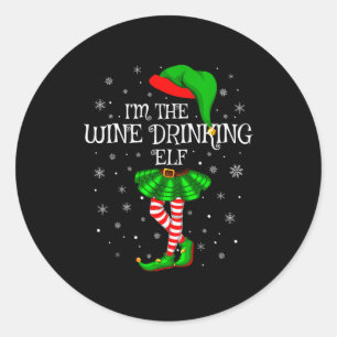 Matching Family Group I'm The Wine Drinking Elf Ch Classic Round Sticker