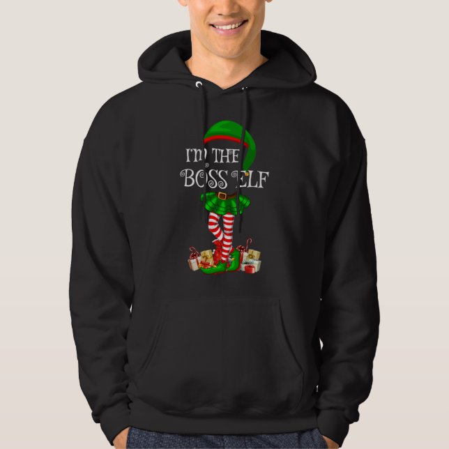 Matching Family I'm The Boss Elf Christmas Hoodie (Front)