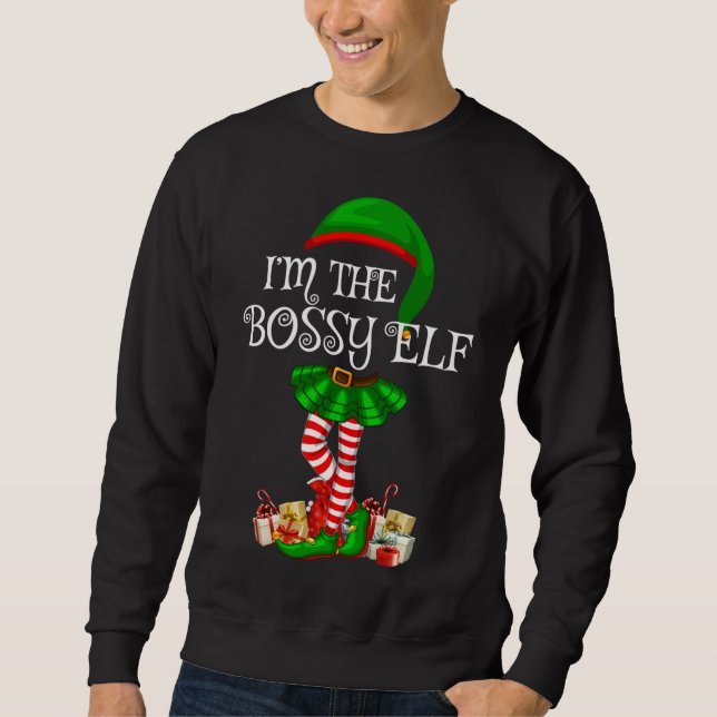 Matching Family I'm The Bossy Elf Christmas Sweatshirt (Front)