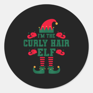 Matching Family I'm The Curly Hair Elf Christmas Classic Round Sticker