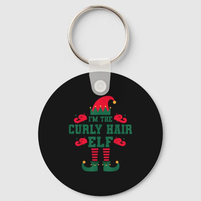 Matching Family I'm The Curly Hair Elf Christmas  Key Ring (Front)