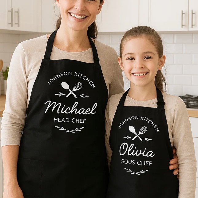 Matching Family Kitchen Aprons with Custom Names (Creator Uploaded)