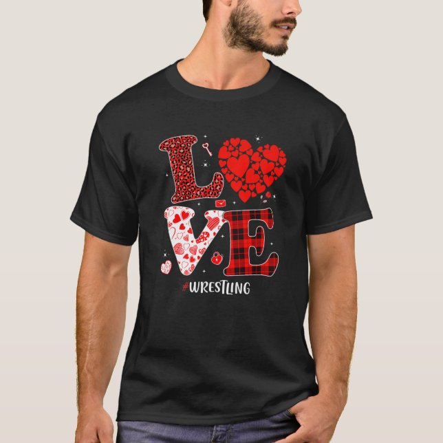 Matching Family Love Wrestling Heart Funny Valenti T-Shirt (Front)
