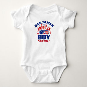 Matching Family Name 4th of July All American Boy Baby Bodysuit