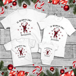 Matching Family Name Date Christmas Buffalo Plaid Baby T-Shirt