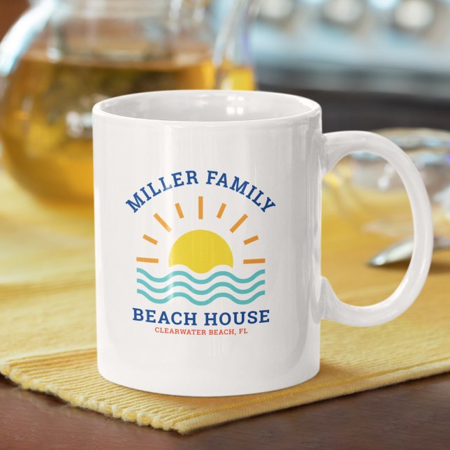 Matching Family Name Summer Sunset Beach House Coffee Mug (Creator Uploaded)