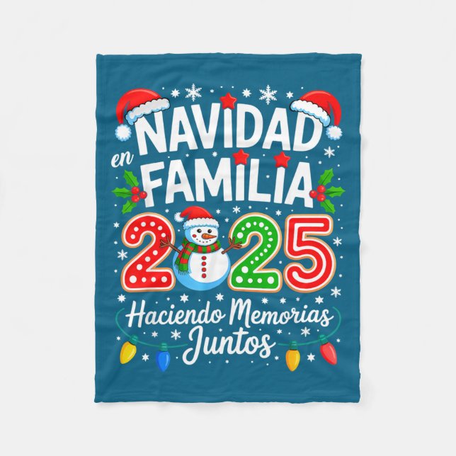 Matching Family Pajamas Navidad En Familia Christm Fleece Blanket (Front)