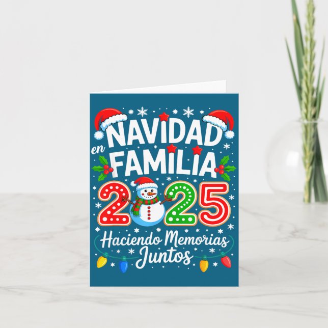 Matching Family Pyjamas Navidad En Familia Christm Card (Front)