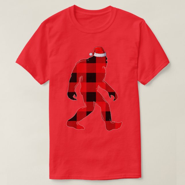 Matching Family Red Buffalo Plaid Bigfoot Christma T-Shirt (Design Front)