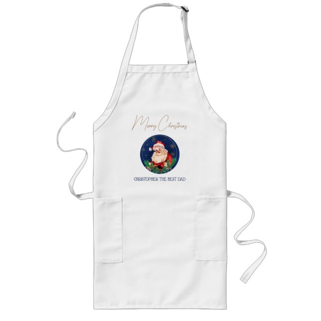 Matching Family Santa Claus Vintage Christmas Long Apron (Front)