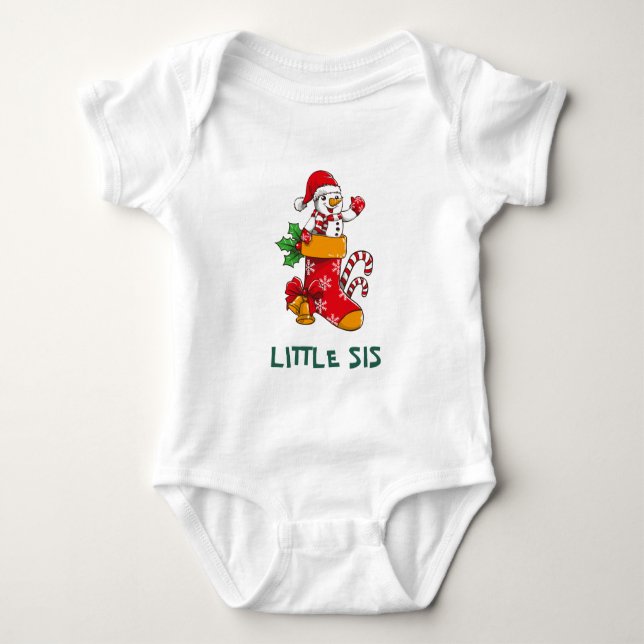 Matching Family Snowman Christmas Custom Name Baby Bodysuit (Front)