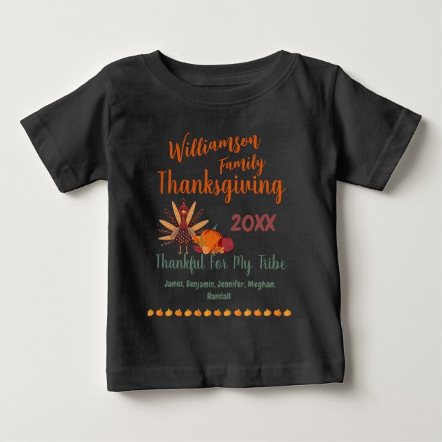 Matching Family Thanksgiving Outfits Names Year Baby T-Shirt (Front)
