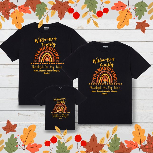 Matching Family Thanksgiving Rainbow Names Year Baby T-Shirt (Creator Uploaded)