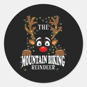 Matching Family The Mountain Biking Reindeer Chris Classic Round Sticker
