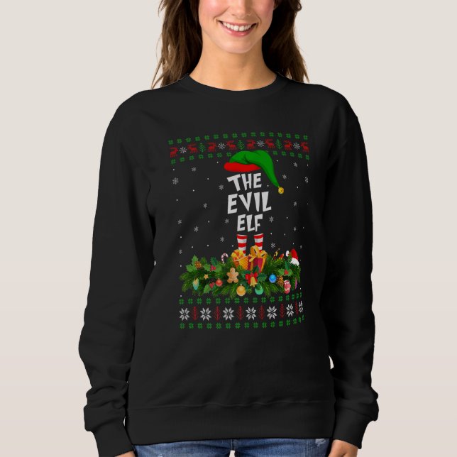 Matching Family Ugly The Evil Elf Christmas Sweatshirt (Front)