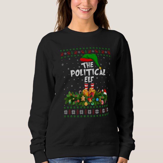 Matching Family Ugly The Political Elf Christmas Sweatshirt (Front)