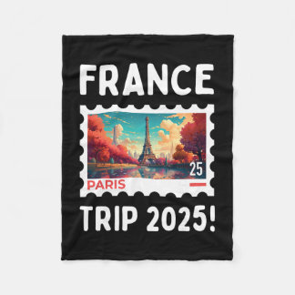 Matching France Trip 2025 Eiffel Tower  Fleece Blanket