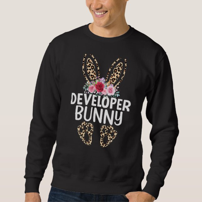 Matching Funny Leopard Print Bunny Developer Easte Sweatshirt (Front)