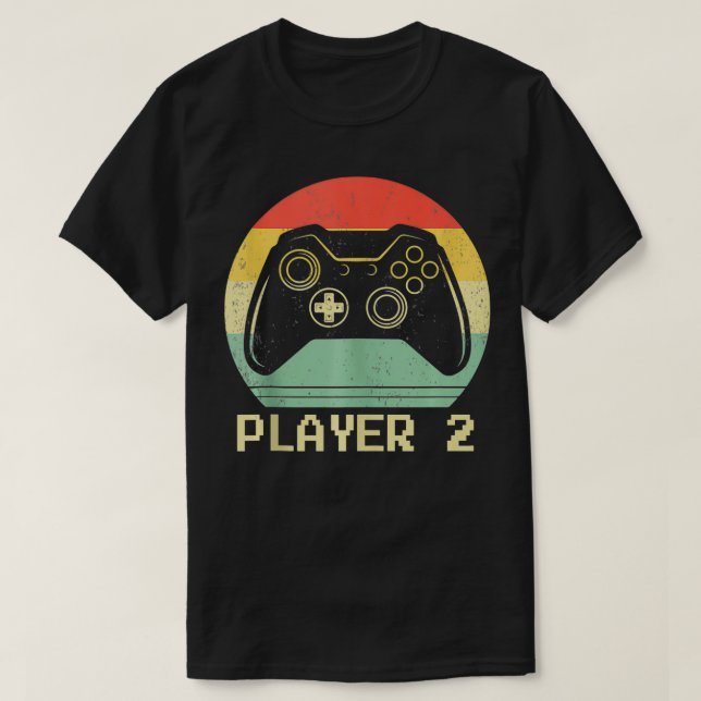 Matching Gamer Couple Player 2 Player 1 Video Game T-Shirt (Design Front)