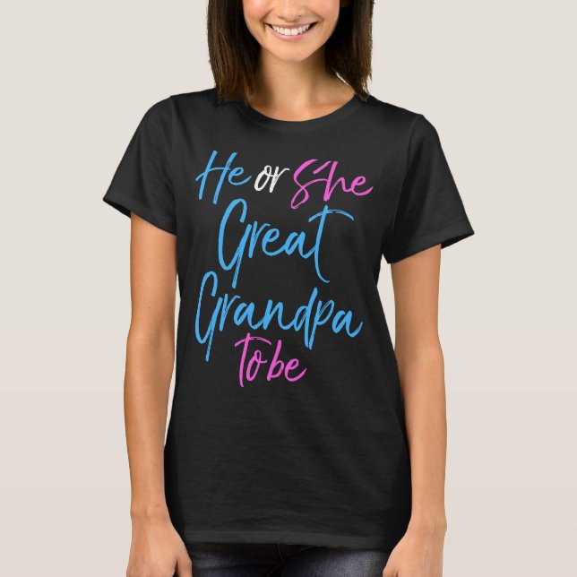 Matching Gender Reveal Family He or She Great Gran T-Shirt (Front)
