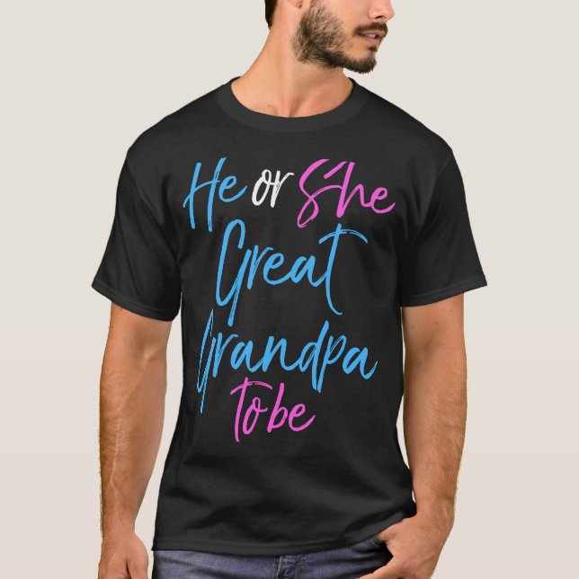 Matching Gender Reveal Family He or She Great Gran T-Shirt (Front)